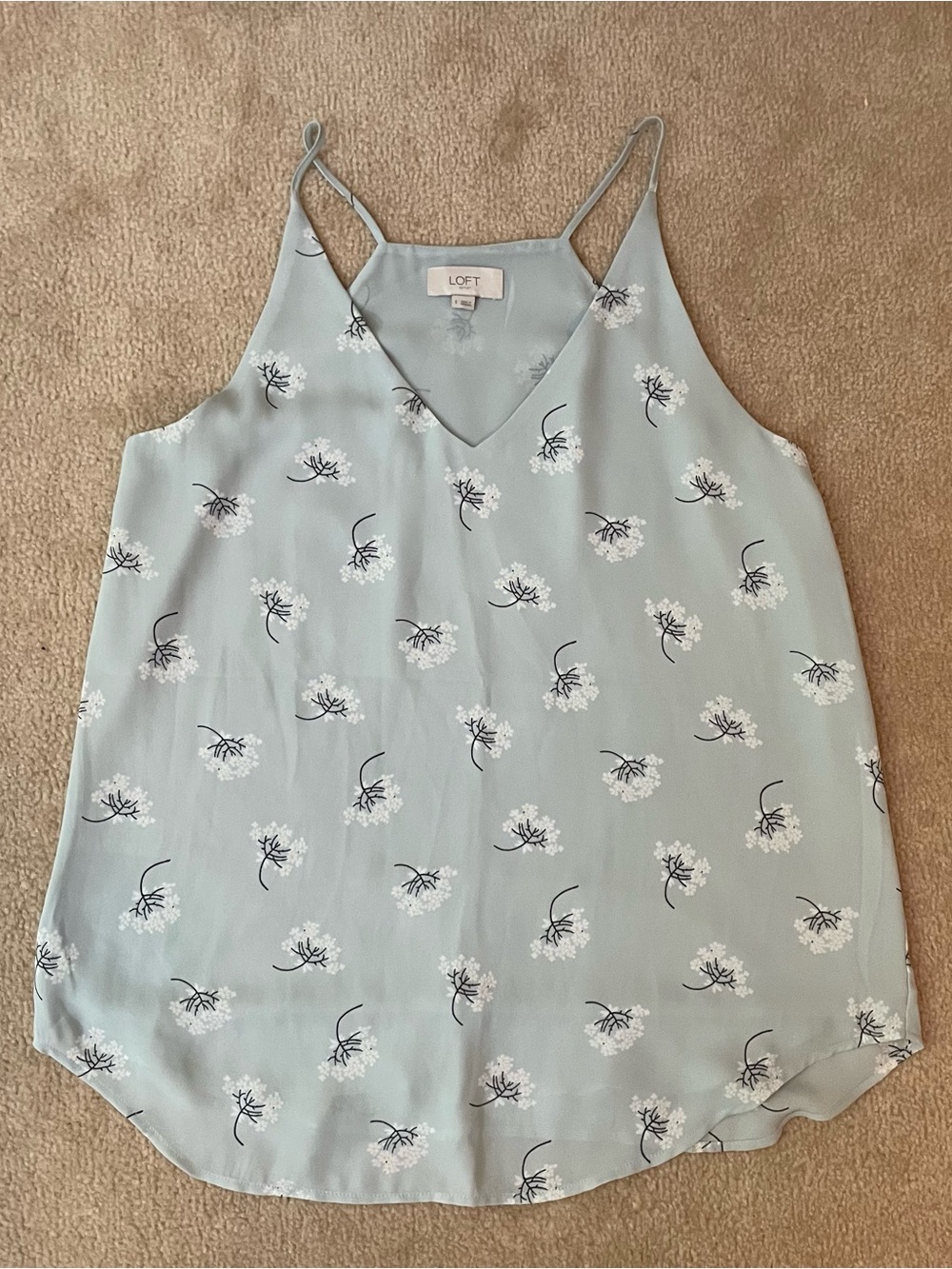 LOFT Sage Green Floral V-Neck Spaghetti Strap Camisole